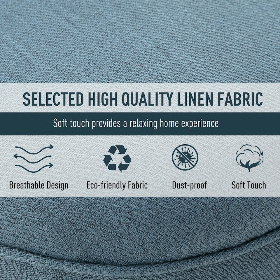 image 1 of HOMCOM Fabric Single Sofa Upholstered with Pillow Wood Leg Blue