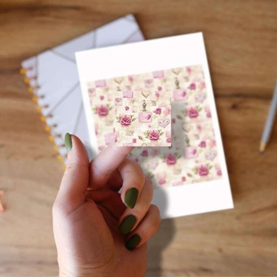 image 1 of Vintage Floral Romance Square Stickers 95mm - Sheet of 4