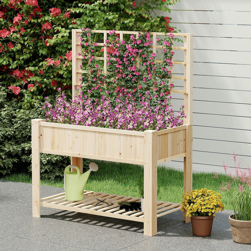 image 1 of COSTWAY Wooden Planter Box Raised Garden Bed Natural N/A