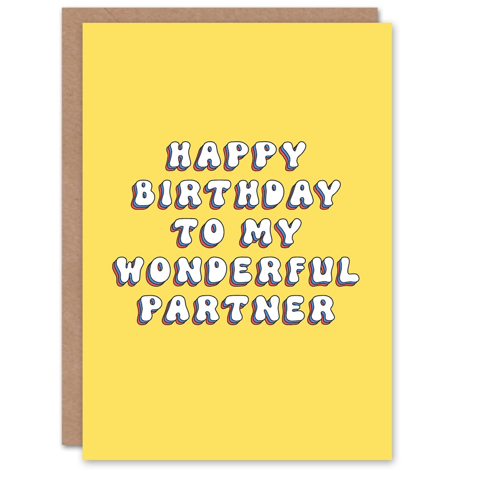 image 1 of Wonderful Bright Fun Hippie Letters Partner Birthday Card