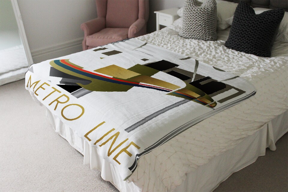 image 1 of Art Deco Metro Line Blanket | Multi