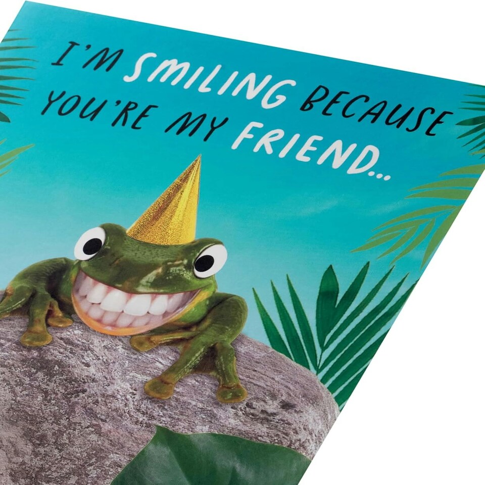 image 1 of Funny Smiling Frog Design Friend Birthday Card