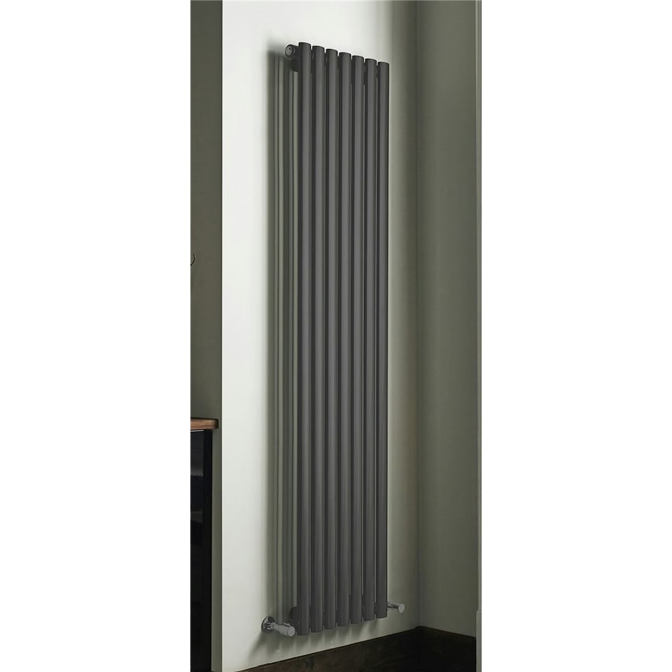 image 1 of 1800mm (H) x 420mm (W) - Anthracite Vertical Radiator (Paris) - DOUBLE Panel - (1.8m x 0.42m) - Depth 79mm