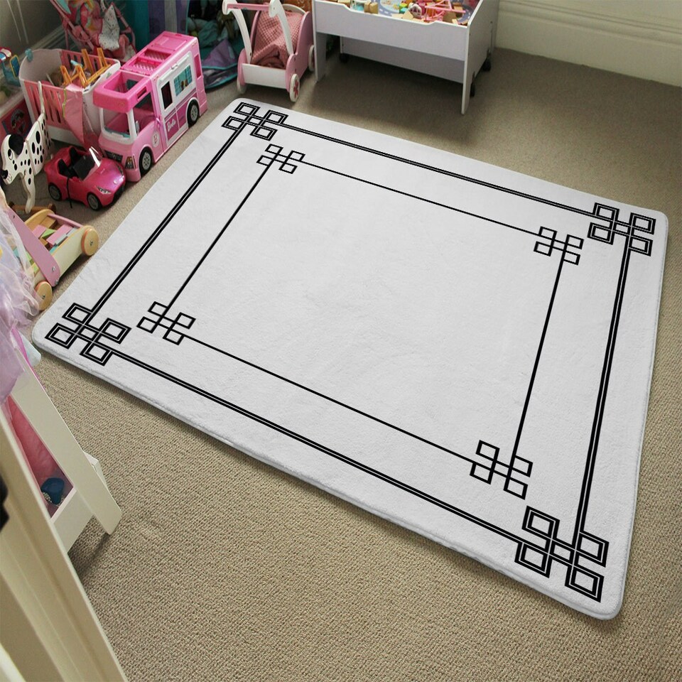 image 1 of Roman Style Ornamental Frame (Rug) White | Medium: 80x150cm