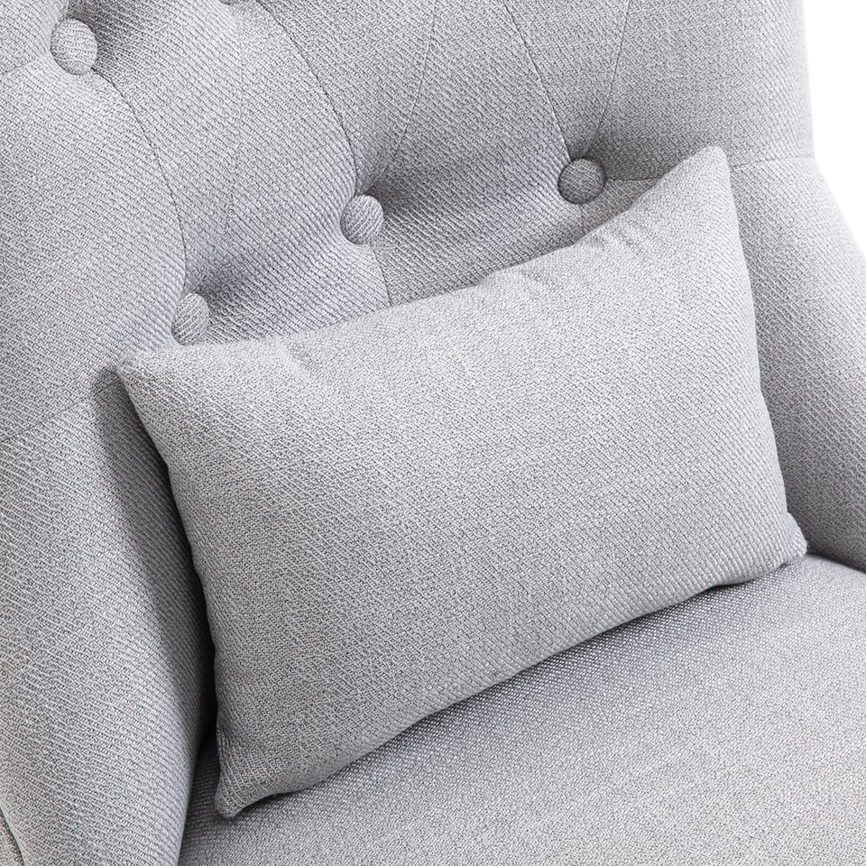 image 1 of HOMCOM Tub Chair, Armless Single Sofa, Modern Button Tufted Armchair, Upholstered Linen Fabric Longue Accent Chair for Living Room, Bedroom, Grey