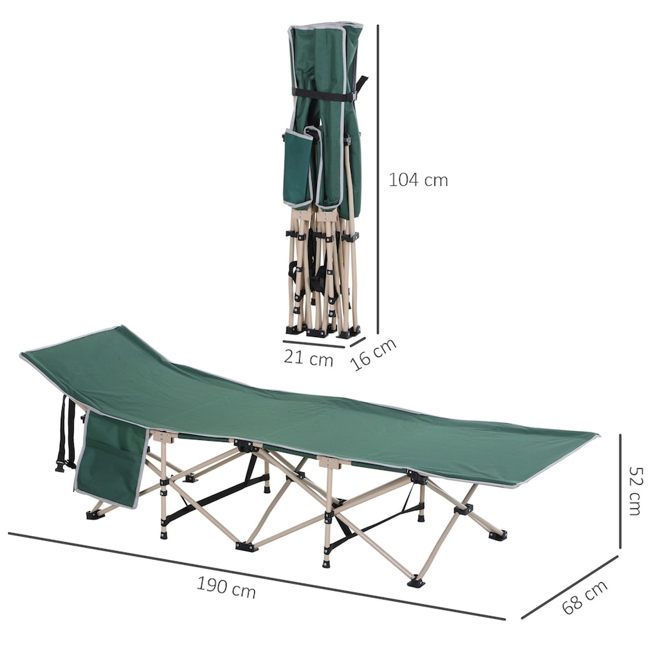 image 1 of Outsunny Single Portable Outdoor Military Sleeping Bed Camping Cot Green