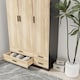 image 5 of 3 Door 4 Drawer Wardrobe With Hanging Rail And Storage Shelf | Black | Black Carcass & Oak Door | 1