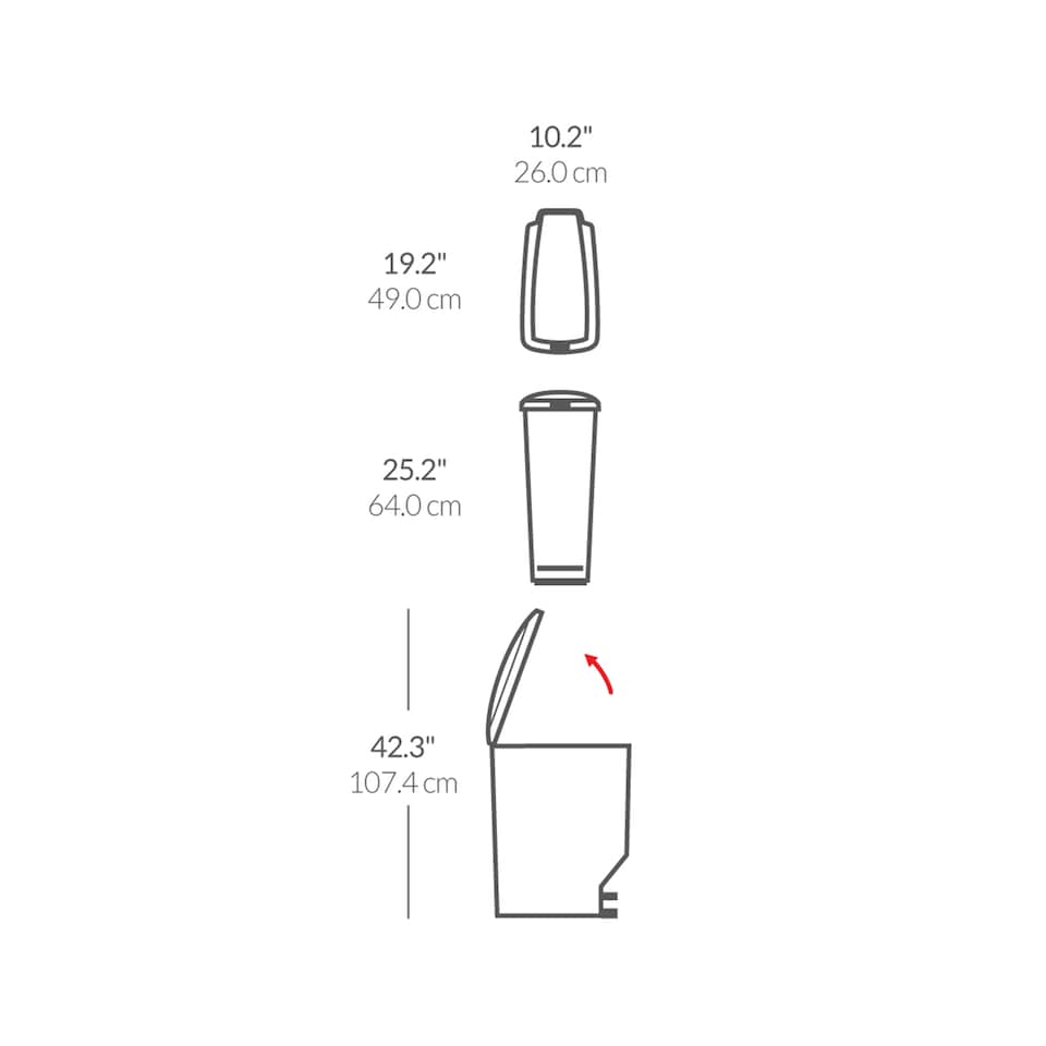 image 1 of Simplehuman 40L Slim Pedal Kitchen Bin with Lid Lock, White Plastic