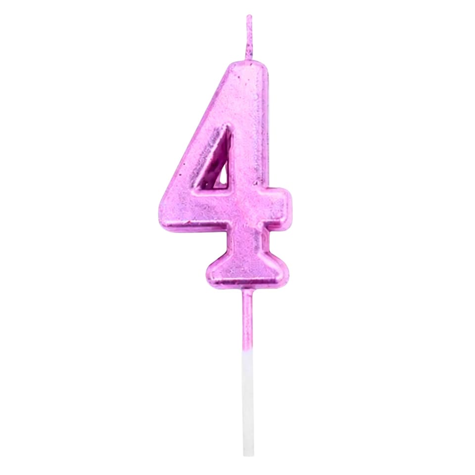 image 1 of Number Candle Pink 4 Candle Birthday Anniversary Party Cake Decorations Topper | Pink