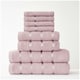 image 1 of VELVETIO 8 Piece Towel Bale Set Boston Shiny Stripe Pattern - 100% Cotton, 450 GSM Pink | Blush Pink