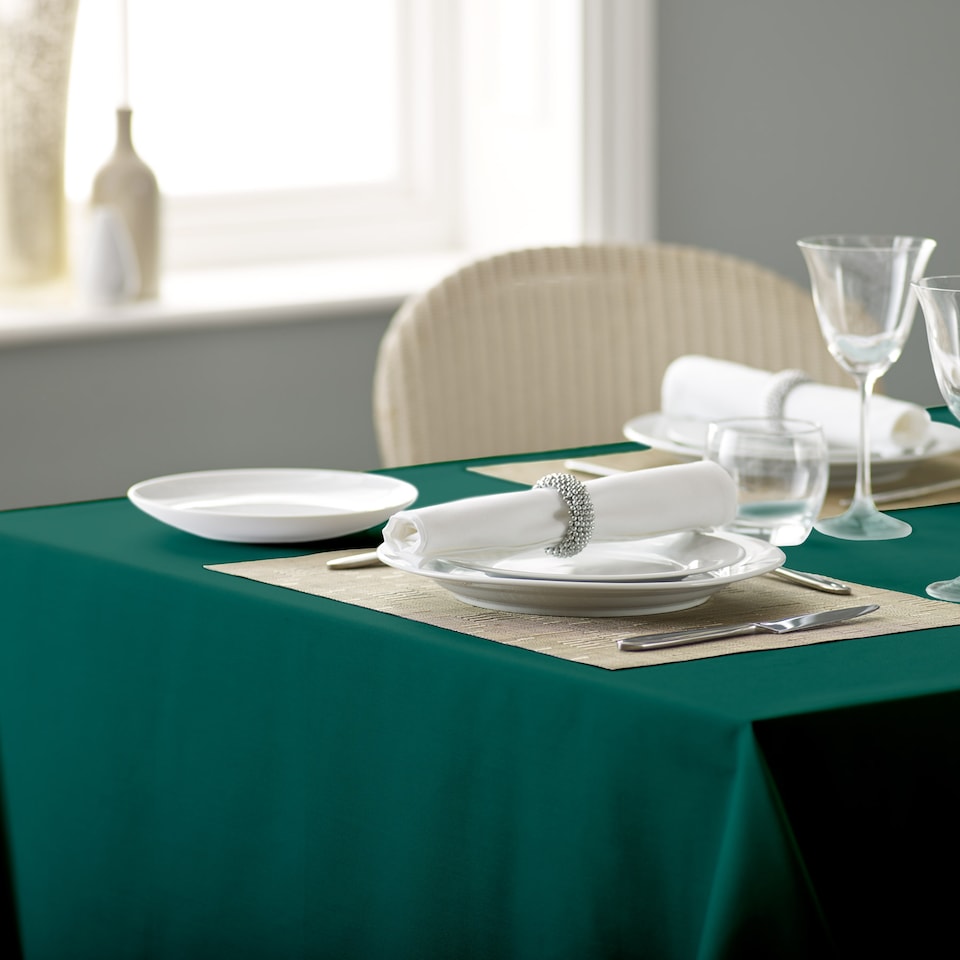 image 1 of Polyester Plain Bistro Tablecloth-Dark Green