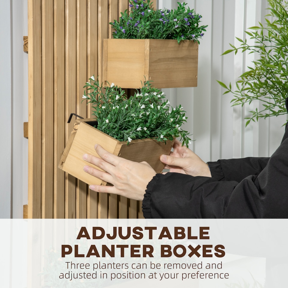 image 1 of Outsunny Wooden Garden Planters with Trellis Wall-mounted Raised Garden Bed