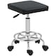 image 1 of HOMCOM Square Rolling Stool, Height Adjustable PU Leather Salon Chair with Padded Seat and Foot Rest, Swivel Beauty Stool on Wheels for Spa Drafting Salon Tattoo Work Massage, Black | Black | Black | 1