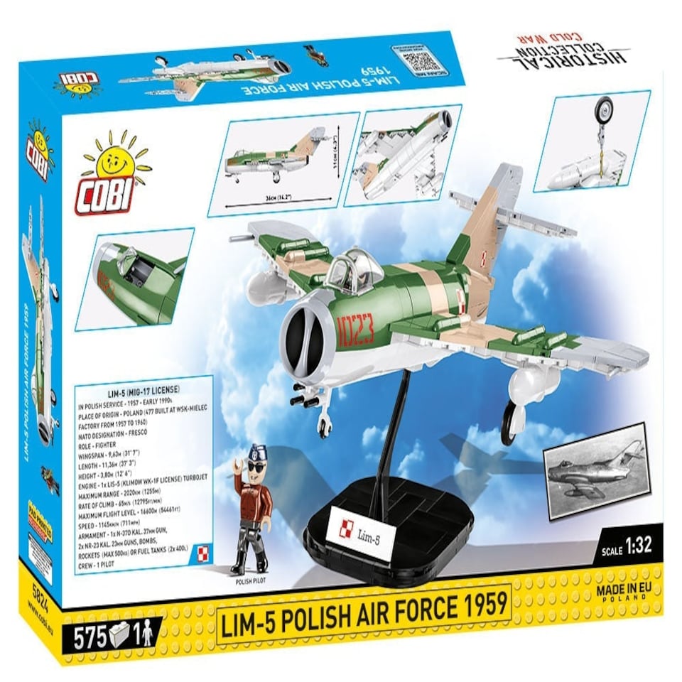 image 1 of LIM-5 Polish Air Force 1959 brick plane model - COBI 5824 - 575 bricks
