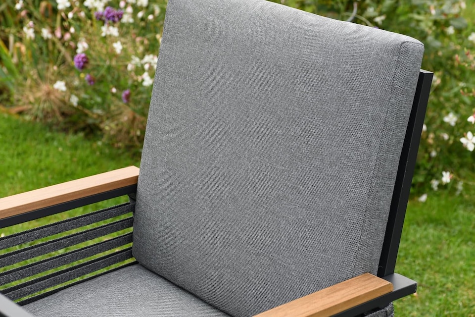 image 1 of Aluminium Garden Dining Set with Cushions for 6 People, Luxury Outdoor Furniture (Grey)