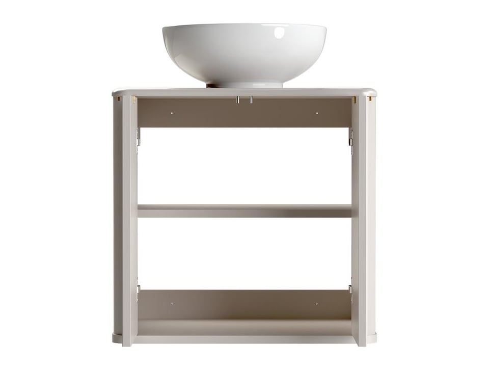 image 1 of Beige Bathroom Vanity Sink Unit Wall Hung Ribbed Cabinet 600mm Countertop with Basin Oren