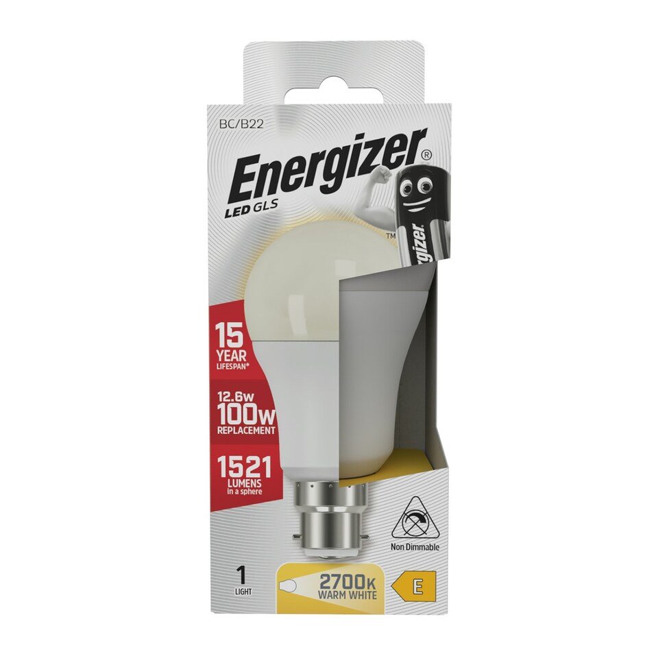 image 1 of Energizer LED GLS B22 1521lm 12.6W 2700K (Warm White) - Pack of 1