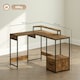 image 3 of HOMCOM L Shaped Desk, Computer Table with Liftable Desktop, Rustic Brown Brown | Black