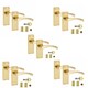 image 1 of Golden Grace 5 Sets Victorian Scroll Astrid Door Handles in Polished Brass with 1 Pair of 3" Standard Butt Hinges & Latches Pack - 120mm x 40mm Backplate Gold