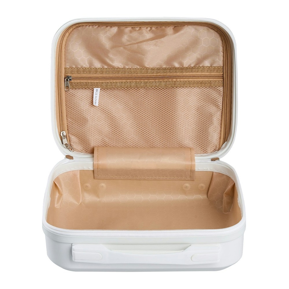 image 1 of Living and Home Lightweight Portable Hard Shell Travel Cosmetic Case | White | Personal Item