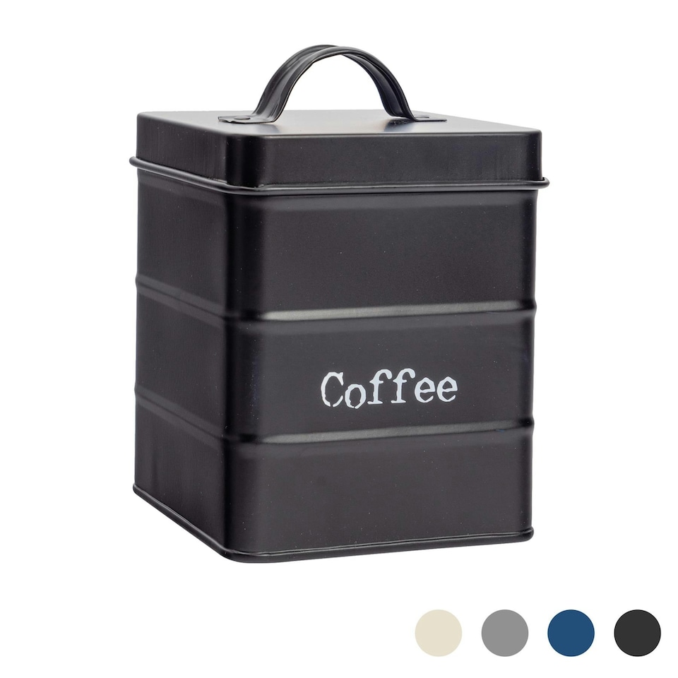 image 1 of Harbour Housewares Black Vintage Metal Kitchen Coffee Canister Kitchen Caddy Kitchen Storage Containers Canisters