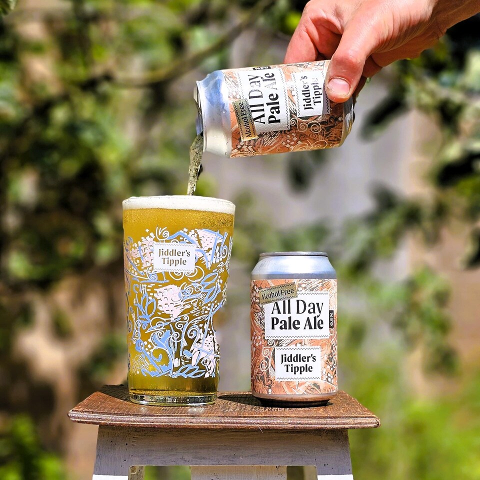 image 1 of Jiddler's Tipple - All Day Pale Ale - Alcohol Free - 0.5% ABV Craft Beer Cans - Vegan Gluten Free Beer - 12 x 330ml