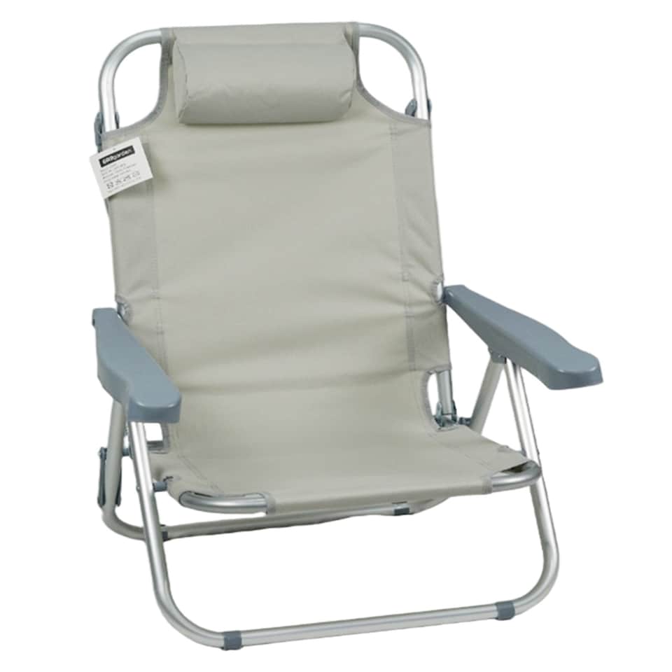 image 1 of Gr8 Garden Grey Folding Beach Deck Chair Portable Sun Bed Lounger 4 Adjustable Position