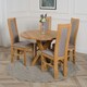 image 3 of Oregon Round Oak Dining Table with 4 Stanford Oak Chairs Brown