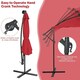image 9 of COSTWAY 10FT Cantilever Parasol Patio Offset Umbrella LED Lights Red