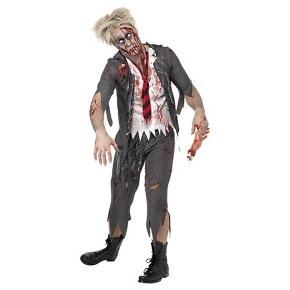 image 1 of High School Horror Zombie Schoolboy Fancy Dress Costume Adult Mens Small