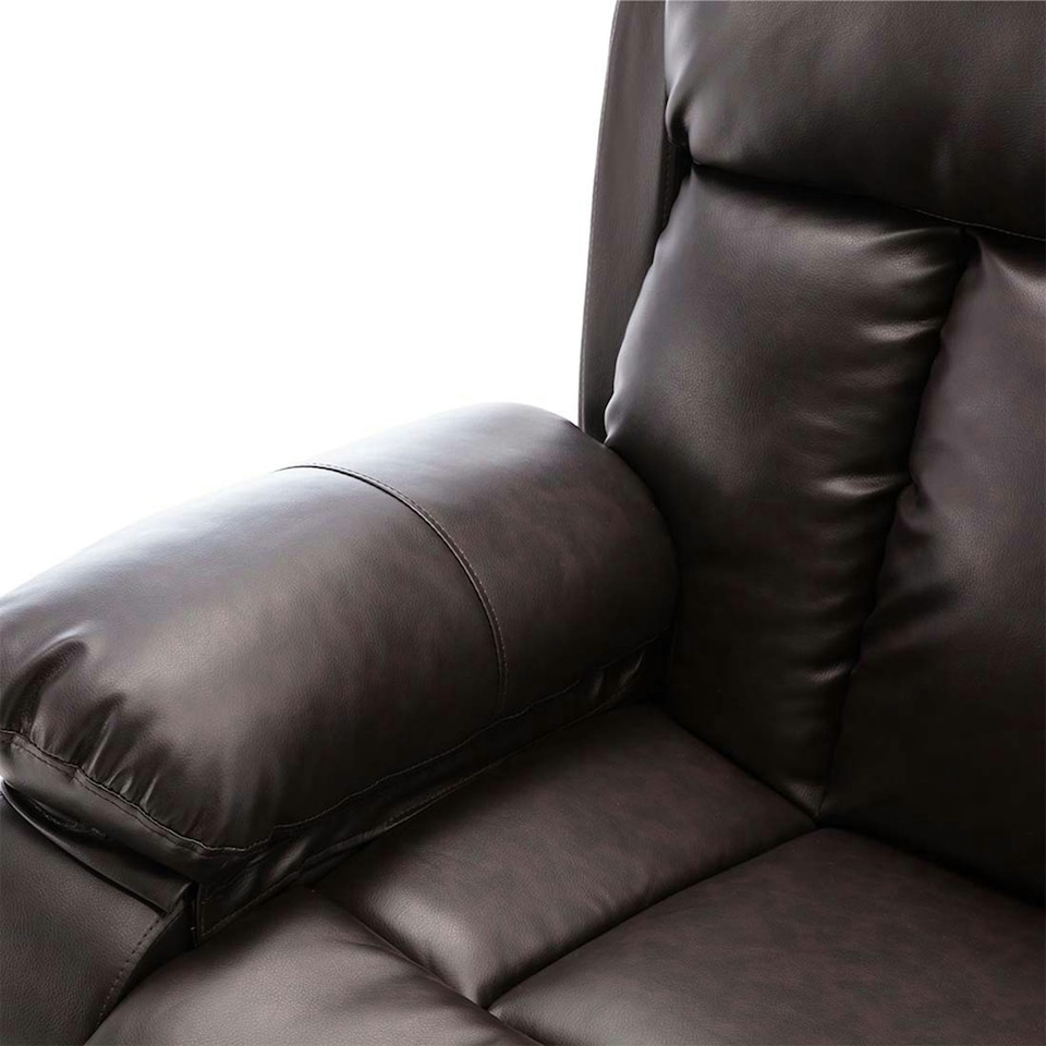image 1 of Chester 2 Seater Manual High Back Bonded Leather Recliner Sofa (Brown)