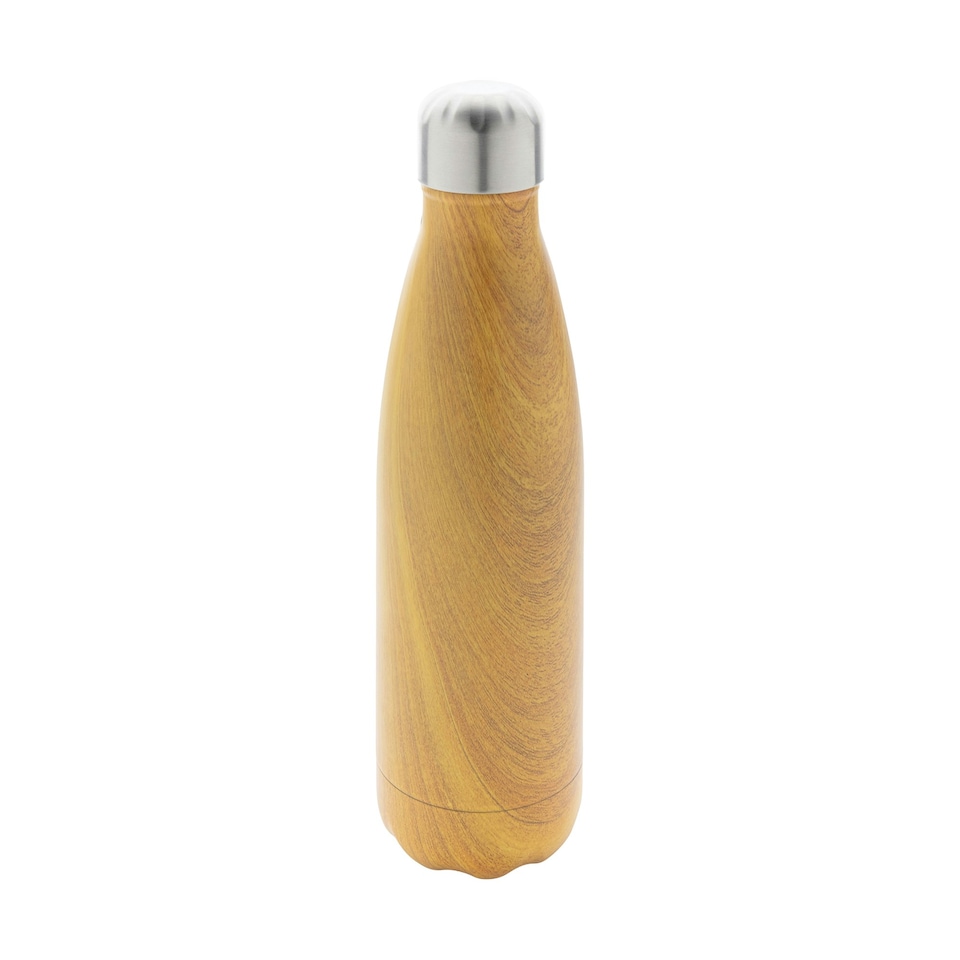 image 1 of XD Collection Wood Effect Stainless Steel 500ml Bottle - Yellow - One Size Yellow | One Size