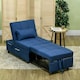 image 6 of HOMCOM Folding Sofa Bed Adjustable Single Sleeper w/ Pillow Side Pocket, Blue
