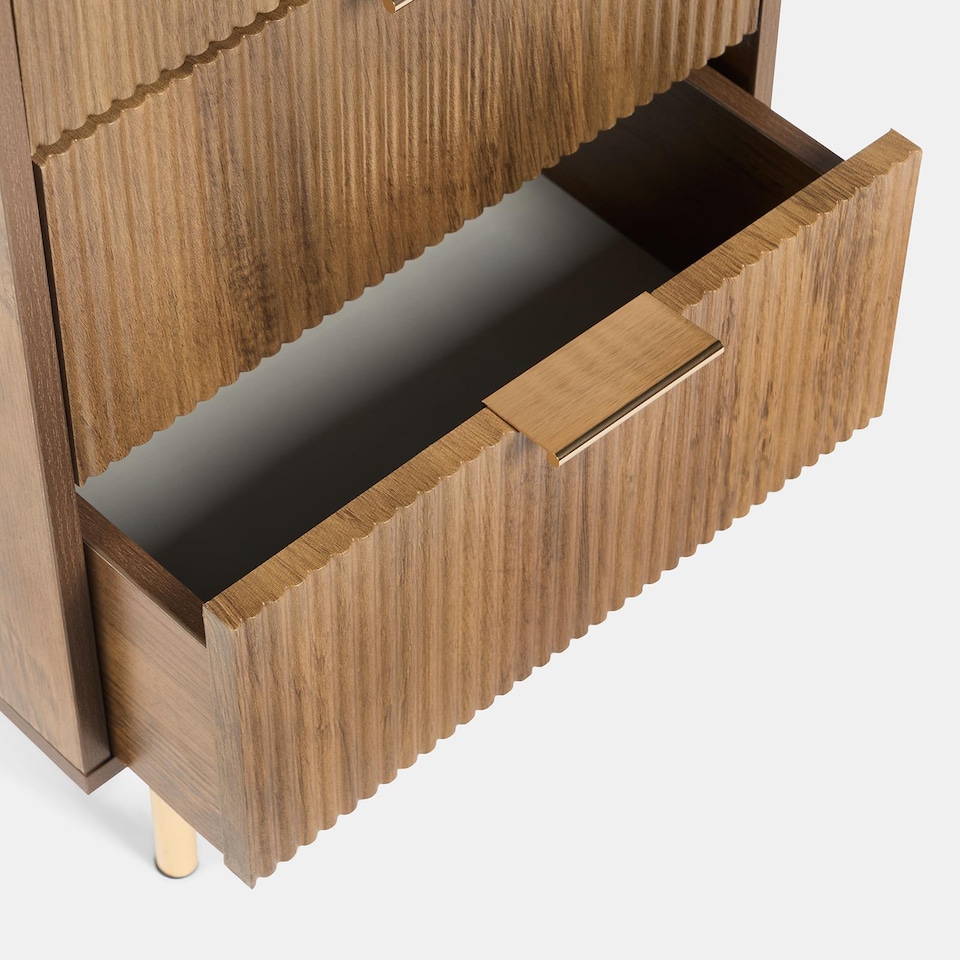 image 1 of OHS 4 Drawer Modern Ribbed Office Side Bedroom Nightstand Bedside Table