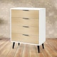 image 1 of Oak and Matt White Wide Chest of Drawers (4 Drawers)