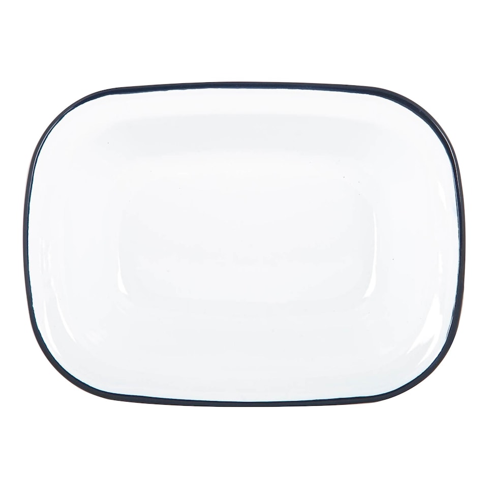image 1 of Argon Tableware White Enamel Pie Dish - 25.5cm - Navy
