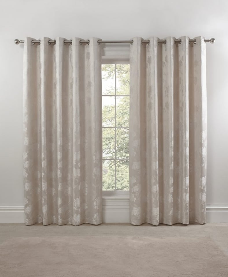 image 1 of English Garden Lined Eyelet Jacquard Curtains 116cm x 183cm Cream | Cream | Cream