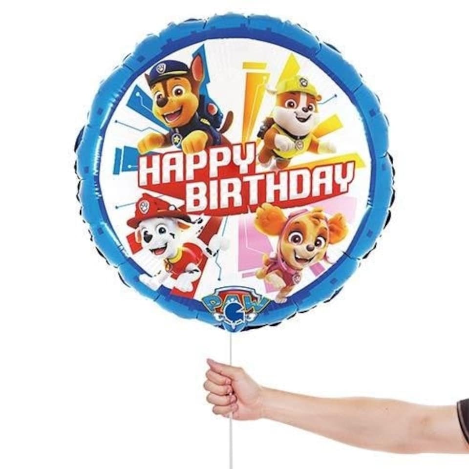 image 1 of Paw Patrol Happy Birthday Round Shape Foil Helium Balloon 46cm / 18 in