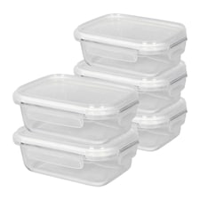 Harbour Housewares Glass Food Storage Containers with Lids - 640ml - Pack of 5