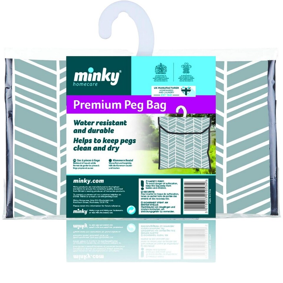 Minky Premium Geometric Linear Peg Bag | Grey | Grey/White | One Size | 1