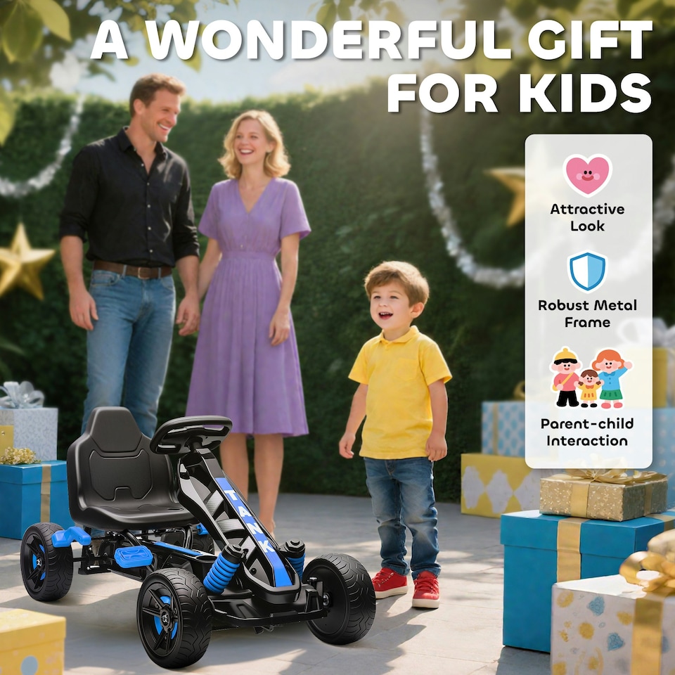 image 1 of AIYAPLAY Pedal Go Kart with Freewheel System, for Ages 3-6 Years, Blue