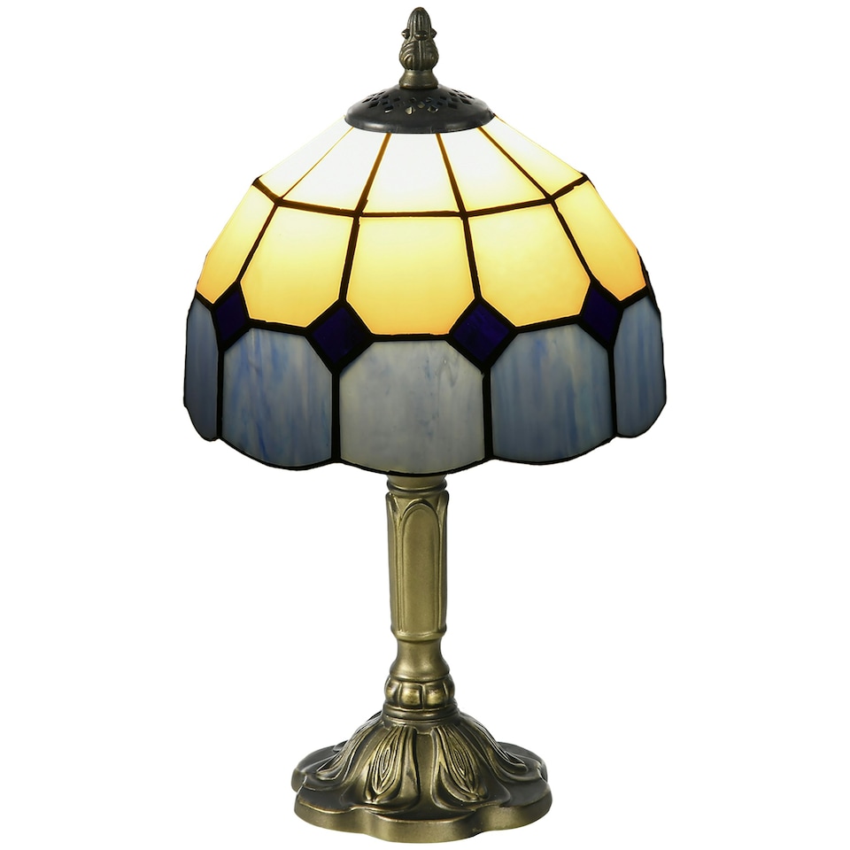 image 1 of HOMCOM Antique Table Lamp, for Bedroom Bedside, Bulb not Included, Blue