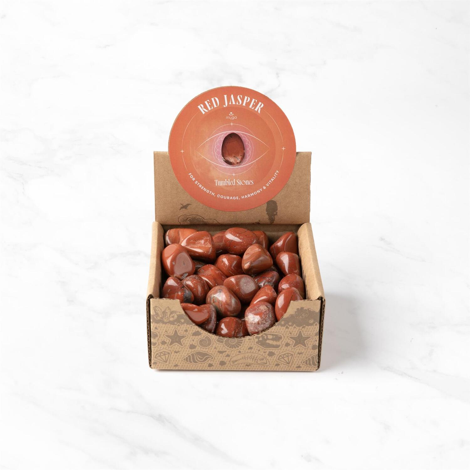Myga Polished Tumbled Stones in Red | Size: 50 Pieces