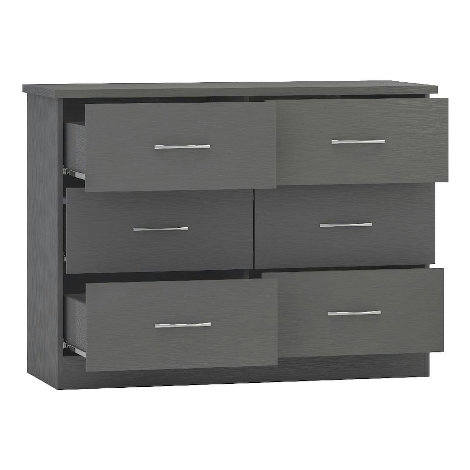 image 1 of Nevada 6 Drawer Chest Grey | 3D Effect Grey