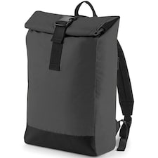 Bagbase Reflective Roll Top Backpack - Black/Reflective - One Size