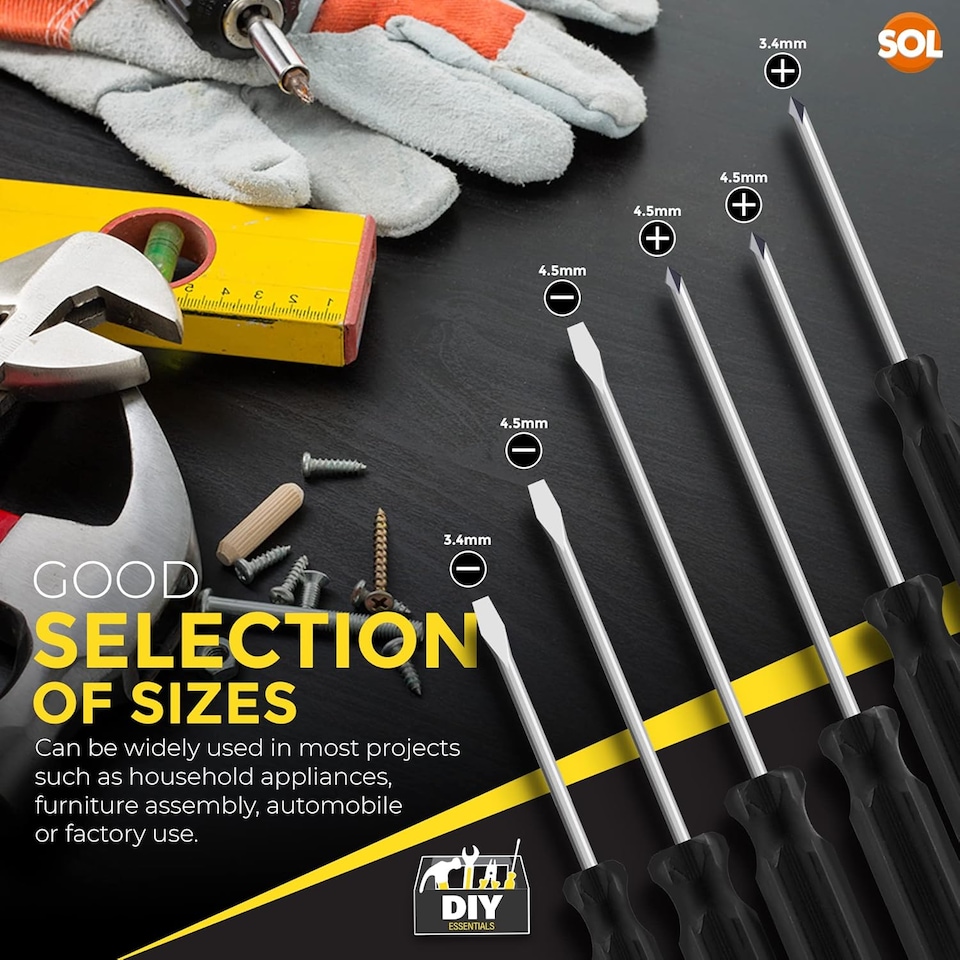 image 1 of 6pk Screwdriver Set with Non-Slip Grip & Precision Tips, Ideal for Electronics, Electric Work & Home Repairs – Flathead & Phillips
