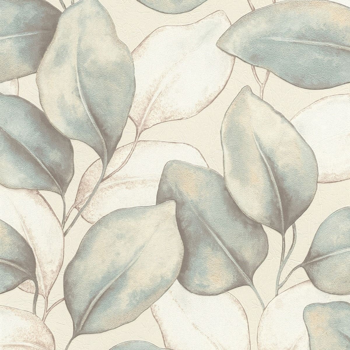 Rasch Opulenza Leaf Vinyl Wallpaper Blue Blue 1