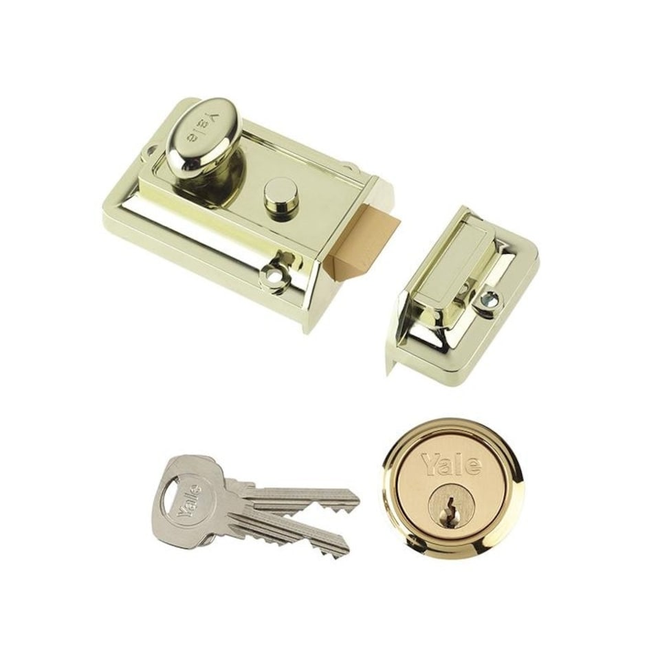 Yale Locks 77 Traditional Nightlatch - Multi Colour - Brasslux Finish 60mm Backset Box | Multi