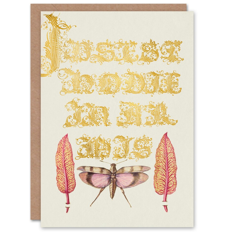image 1 of Model Book of Calligraphy Art Card Chard and Red Winged Grasshopper