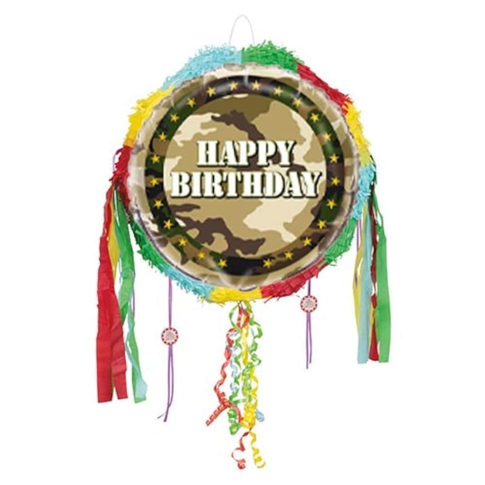 Camouflage Happy Birthday Pull String Pinata